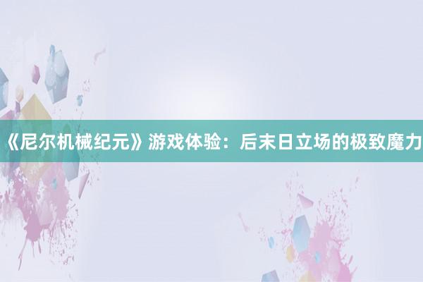 《尼尔机械纪元》游戏体验：后末日立场的极致魔力